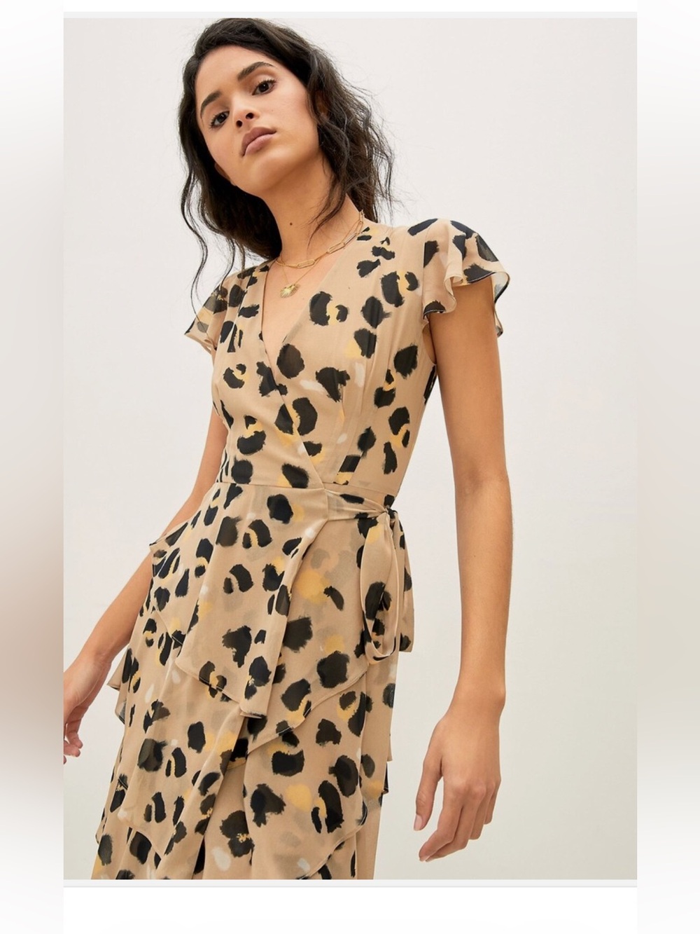 New Anthropologie Hutch Lala Leopard Wrap Maxi Dress Size S